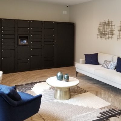 Elegant living room in apartment building